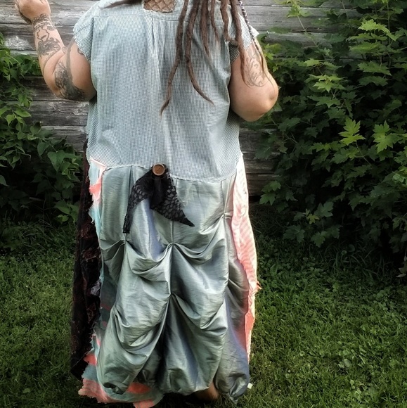 ArtWear Kimono Upcycled Shirt Dress - Picture 1 of 8